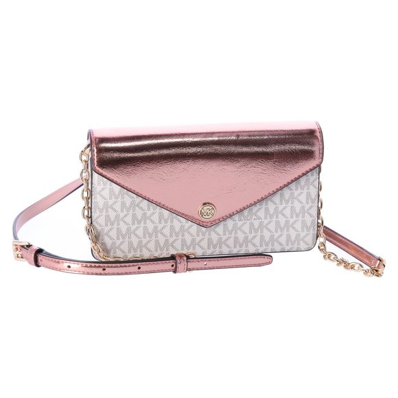 Michael Kors Jet Set Travel Small Signature Clutch Crossbody Vanilla Primrose - Picture 9 of 14